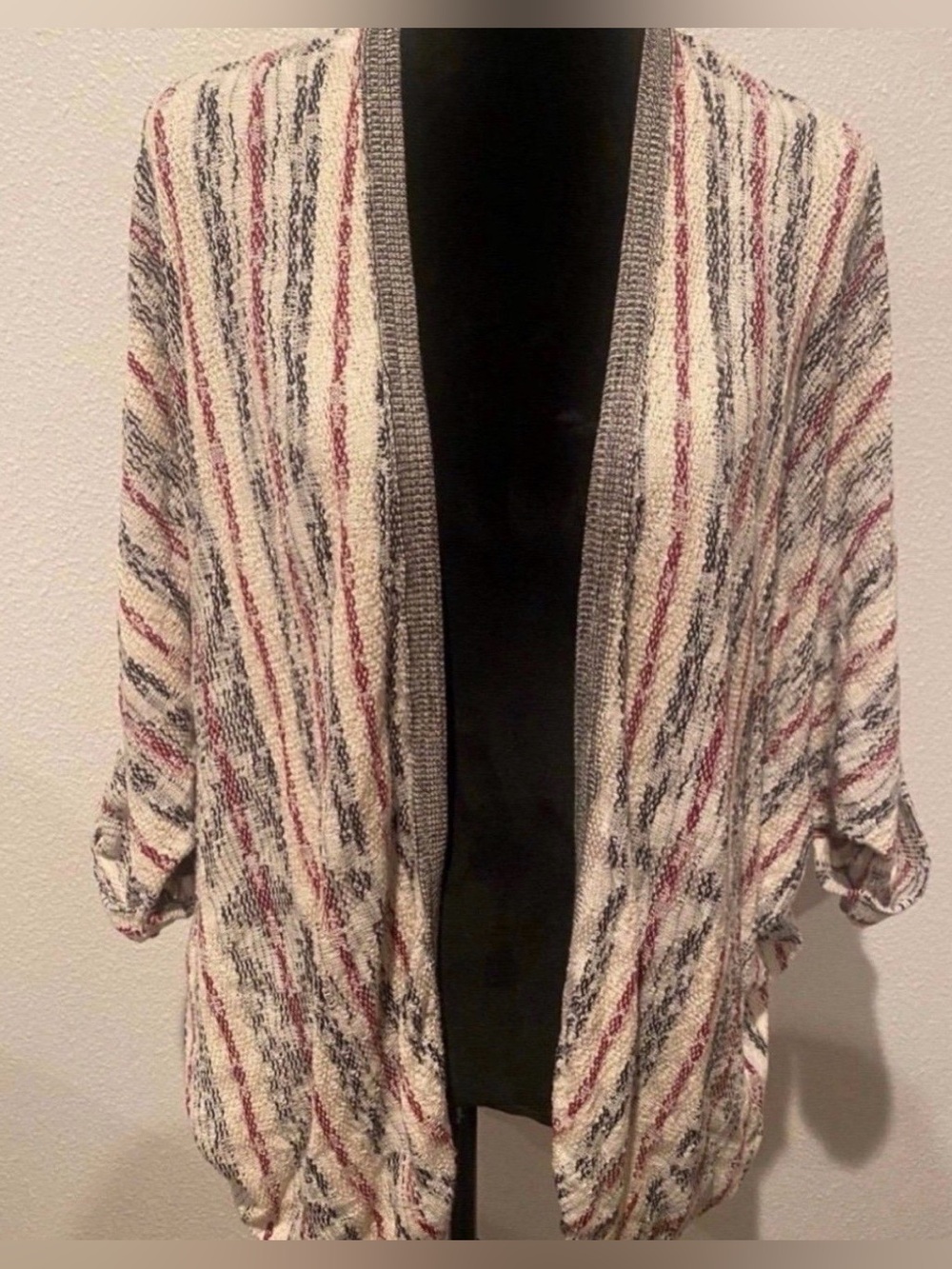 Women's Lucky Brand Cream Multi-Stripe Open Cardigan Sweater (Size XS)